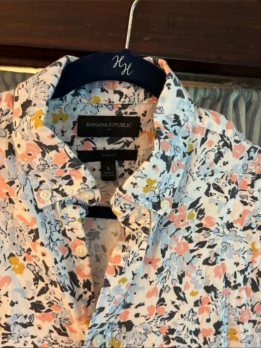 Men's Short-Sleeve Floral Button-Up Shirt - White/Pastel